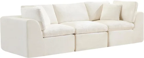 Vista 8 de Sofás de nube beige para sala de estar, sofá deshuesado de 3 plazas, sofá modular seccional, no requiere montaje, tapizado de chenilla, moderno