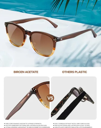 Vista 35 de Gafas de sol polarizadas para mujer con protección UV para mujer, a la moda, grandes sombras con marco de acetato BC2110