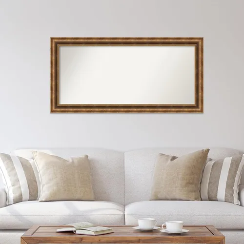 Vista 727 de Amanti Art Espejo de pared personalizado no biselado (25 x 25 pulgadas), marco de bronce acentuado, varios tamaños personalizados, espejo de baño