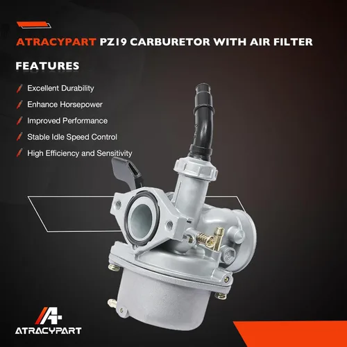 Vista 3 de Carburador PZ19 compatible con 50 cc, 70 cc, 80 cc, 90 cc, 110 cc, 125 cc, ATV Dirt Pit Bike Taotao Clone ATV Chino Quad 4 Stroke ATV Go Kart Pit