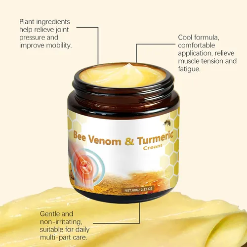 Vista 4 de Bee Venom - Crema para articulaciones de cúrcuma, gel profesional para articulaciones de veneno de abeja, crema para articulaciones de veneno