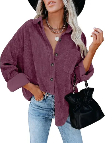 Vista 125 de ZOLUCKY Chaqueta de manga larga con botones para mujer, talla grande, blusas