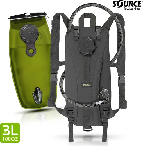 Vista 4 de Source Paquete de hidratación táctica – Vejiga de agua WXP Widepac de 3L con puerto de llenado externo – Válvula de bebida de alto flujo – Doble