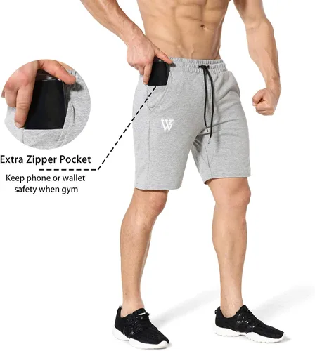 Vista 2 de ZENWILL Pantalones cortos de gimnasio para hombre, pantalones cortos de entrenamiento atléticos para fisicoculturismo con bolsillos