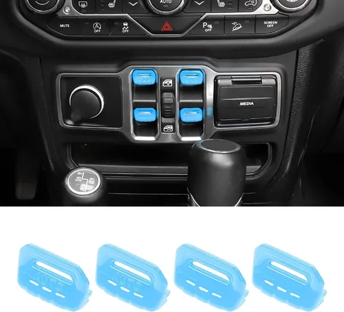 Vista 17 de RT-TCZ - Cubierta decorativa para interruptor de botón de ventana de consola central, accesorios interiores compatibles con Jeep Wrangler JL JLU