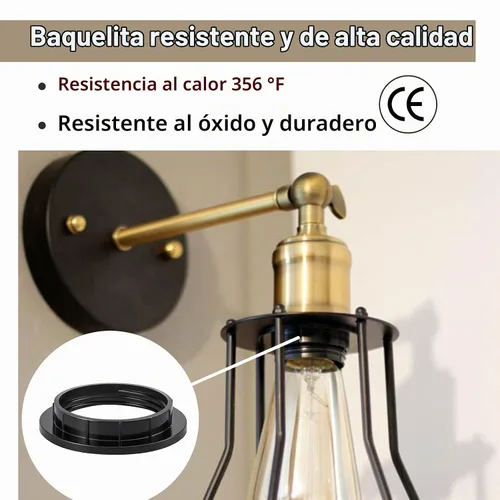 Vista 7 de DiCUNO Anillos de pantalla de lámpara E26, anillo de enchufe de luz negra, reemplazo de zócalo de bloqueo para soporte de lámpara roscado de base