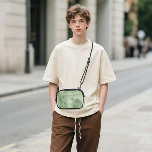 Vista 6 de Green Vintage Flowers Womens Purses Crossbody Men Beauty with Credit Card Slots Handbags Walk dog bolsos negros para mujeres