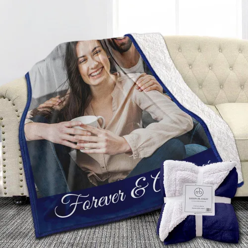 Vista 11 de Manta de Forro Polar Sherpa con Foto Personalizada - Suave, Cálida, Esponjosa - Regalos Personalizados para Parejas, Novio, Novia - Manta con Imagen
