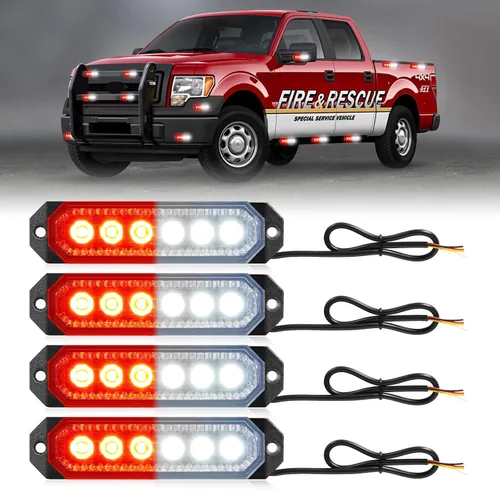 Vista 15 de HLauto Luces Estroboscópicas de Rejilla de Emergencia 406T: 4 Piezas de 6 LED con Función de Sincronización, Luz Intermitente de Advertencia de Ámbar