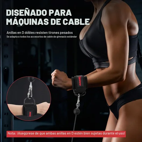 Vista 7 de Correas de muñeca para máquinas de cable, muñequeras para hombres y mujeres, correas acolchadas de neopreno para equipos de entrenamiento de fuerza