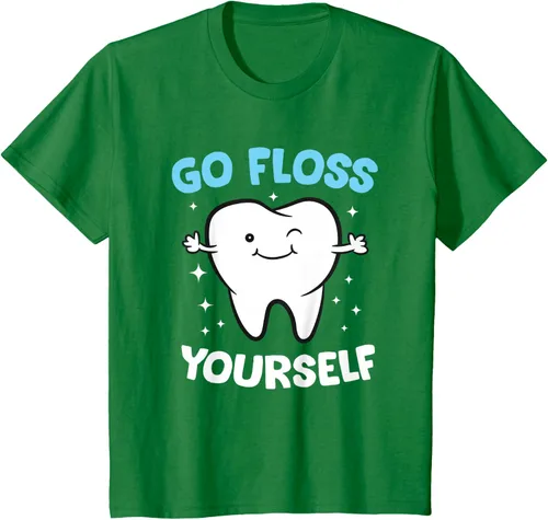 Vista 52 de Camiseta higienista dental, asistente dental, Go Floss Yourself dentista, Negro, S
