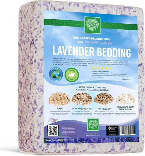 Vista 3 de Small Pet Select - Ropa de cama de papel blanco con lavanda natural real. Para conejos, conejillos de indias y otros animales pequeños, 56 L