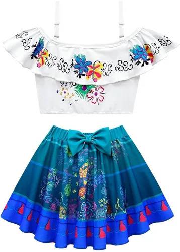 Vista 2 de Mirabel Pepa Dolores Isabela - Traje de baño para niñas, traje de baño de dos piezas con volantes