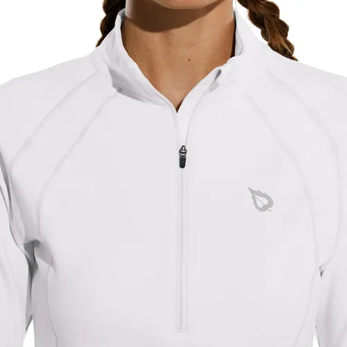 Vista 4 de baleaf Chaqueta de forro polar para mujer con media cremallera para clima frío, camisetas térmicas, tops atléticos para entrenamiento de invierno