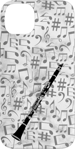 Vista 15 de Clarinet Phone Case - Music Notes - White Background Case for iPhone 17