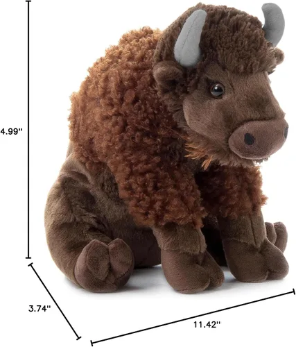 Vista 11 de The Petting Zoo - Peluche de bisonte, regalos para niños, animales del zoológico salvaje, colección Wild Onez, juguete de peluche de bisonte sentado