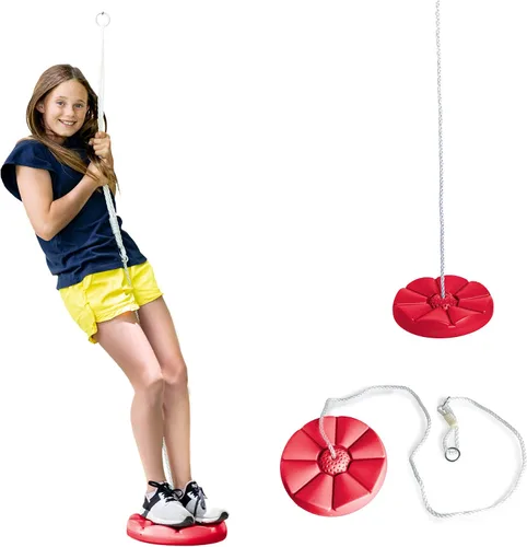 Vista 10 de Squirrel Products Columpio de árbol de disco azul resistente con cuerda para jugar al aire libre, fácil adición de bricolaje al juego o árbol