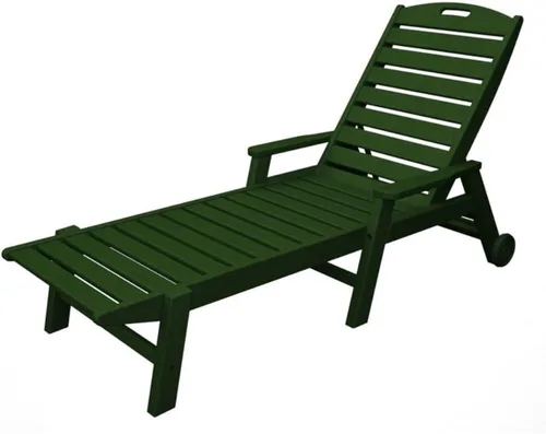 Vista 9 de POLYWOOD Tumbona blanca náutica HDPE con brazos y ruedas, silla de madera apilable para relajación al aire libre Blanco