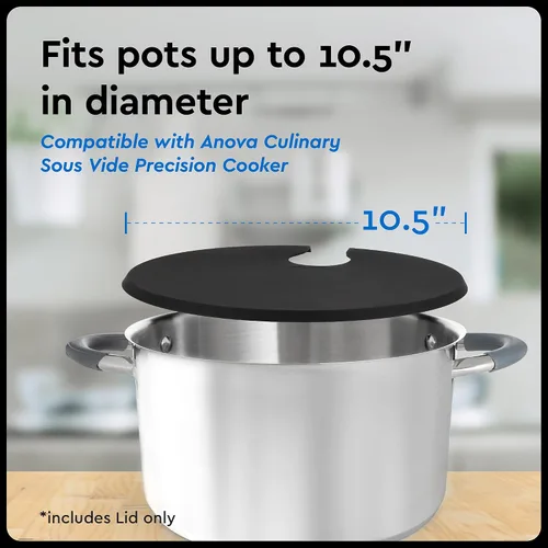 Vista 2 de IMPRESA Sous Vide - Tapa de silicona para ollas de hasta 10.5 pulgadas, color negro, control de temperatura de precisión compatible con olla
