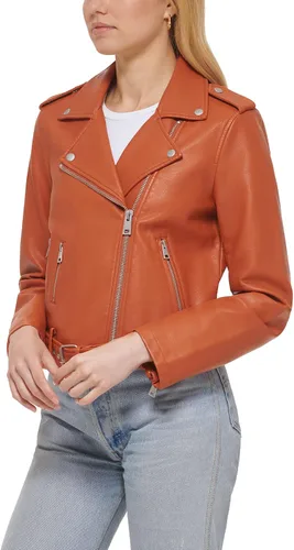 Vista 4 de Levi's Chaqueta de moto de piel sintética con cinturón para mujer (talla regular y grande)