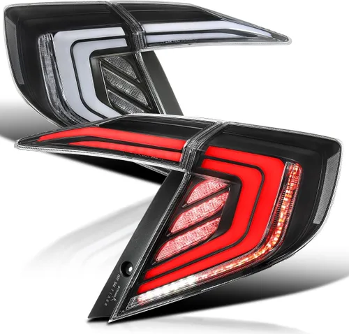 Vista 10 de SPEC-D TUNING Luces traseras brillantes de humo negro con barras LED rojas, señal de giro LED secuencial y animación de inicio compatible con Honda