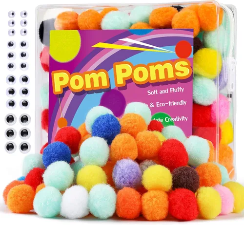 Vista 11 de Veroave Pompones negros, 150 pompones de 1 pulgada para manualidades, bolas de soplo, manualidades y manualidades para decoración de manualidades