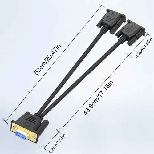 Vista 4 de MEIRIYFA DB9 RS232 1 hembra a 2 macho y cable adaptador divisor en Y