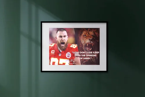 Vista 6 de Póster de Travis Kelce con cita motivacional, carteles inspiradores de fútbol para decoración deportiva, coaching, arte de pared, mentalidad