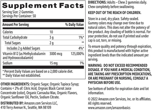 Vista 5 de Marca de Amazon - Solimo - Gomitas con vitamina B12 3000 mcg