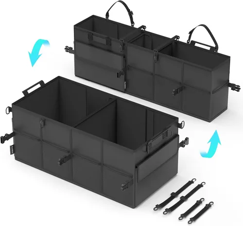 Vista 9 de Organizador de maletero de automóvil para SUV 60L Organizador de automóvil para asiento trasero Asiento trasero Compartimento de almacenamiento
