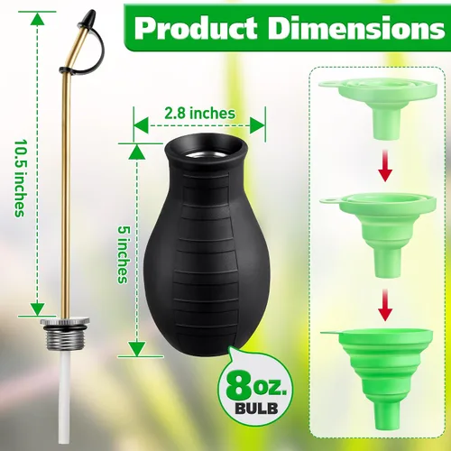 Vista 3 de Espolvoreador de Polvo de Tierra de Diatomeas, Aplicador Dispensador de Polvo para Jardín de 8 Onzas con Tubo de Metal Largo, Rociador de Pera