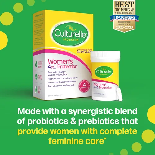Vista 7 de Culturelle Probióticos 4 en 1 para Mujeres, Suplemento Diario Probiótico y Prebiótico para Apoyar la Salud Vaginal, Salud Digestiva, Salud