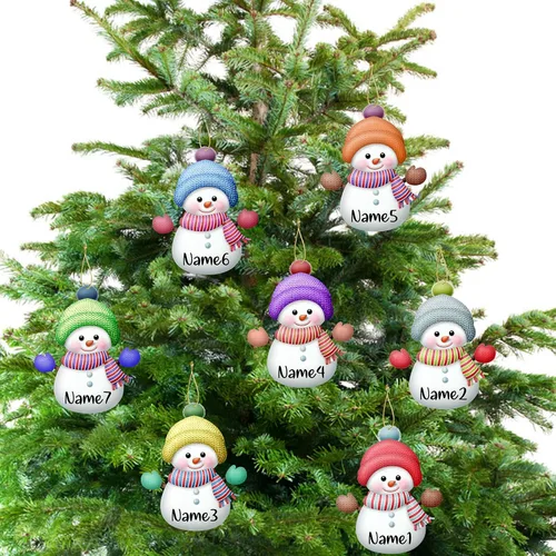 Vista 7 de 7 adornos de Navidad personalizados con nombre personalizado muñeco de nieve para árbol de Navidad, decoraciones colgantes regalos personalizados