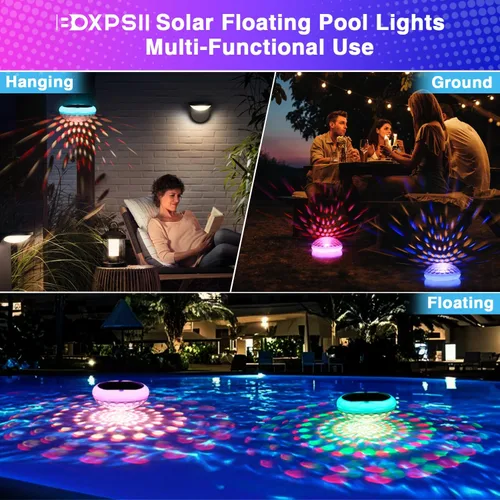 Vista 7 de Luces solares para piscina (1 unidad), 2600 mAh USB recargables luces flotantes flotantes de 6.7 pulgadas IP68 impermeable con control remoto, RGB