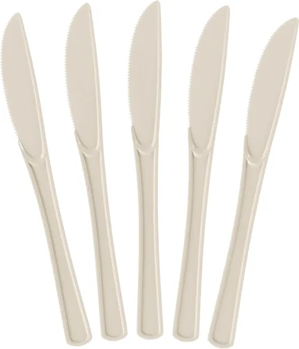 Vista 22 de Exquisite Cuchillos de plástico negro, 50 piezas, cuchillos negros, utensilios desechables, juego de cubiertos de plástico resistente