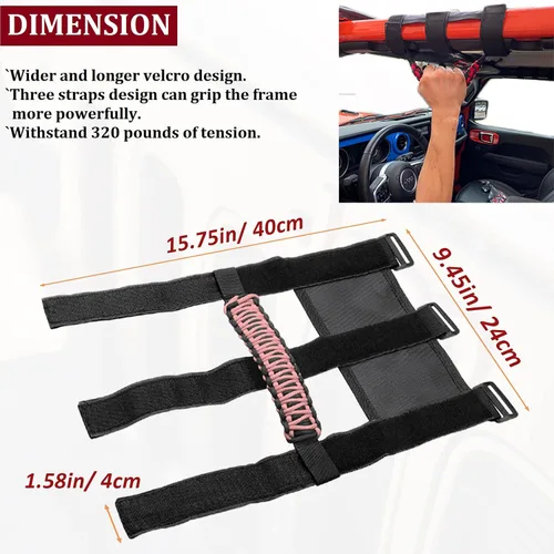 Vista 2 de Accesorios para Jeep Wrangler, barra antivuelco, mango de agarre con moldura para manija compatible con Jeep Wrangler YJ TJ JK JKU JL JLU 1955-2023