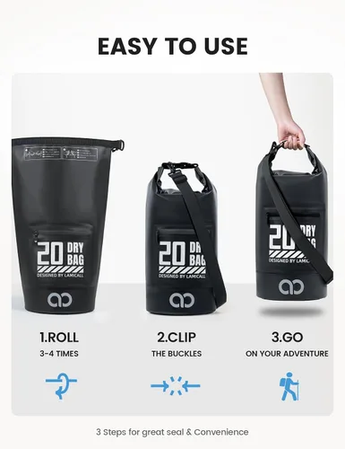 Vista 6 de Lamicall Bolso Seco Pequeño, Bolso Impermeable - [Duradero y Flotante] Bolso a Prueba de Agua de 1.32/2.64/5.28/7.92/10.56 galones con Funda