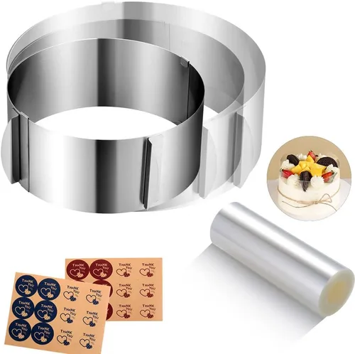 Vista 8 de DATANYA Anillos de Pastel de Mousse Molde Ajustable de 6 a 12 Pulgadas Moldes Redondos de Acero Inoxidable para Hornear Pasteles, Suministros