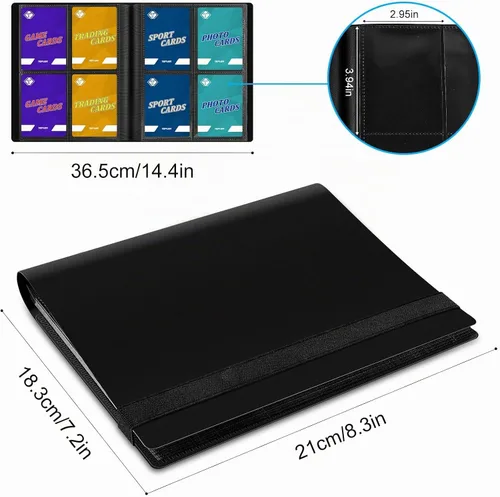 Vista 2 de Carpeta de cartas de 4 bolsillos para 160 fundas, carpeta de cartas álbum para colección de cartas intercambiables para cartas deportivas, cartas