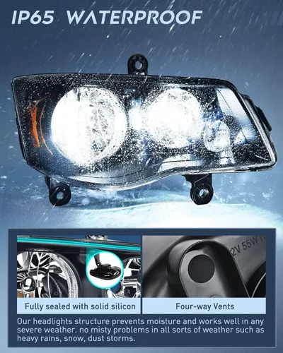 Vista 4 de Nilight Conjunto de faros delanteros para 2011 2012 2013 2014 2015 2016 2017 2018 2019 Dodge Grand Caravan 2008-2016 Chrysler Town & Country