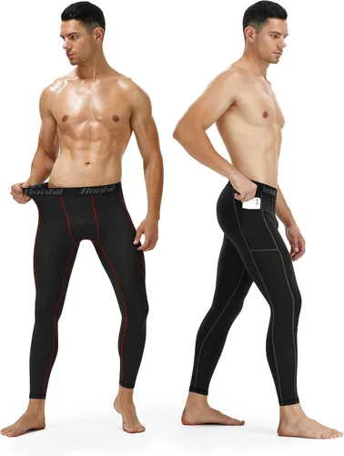 Vista 2 de Runhit - Paquete de 1 o 2 pantalones de compresión para hombre para correr, entrenamiento