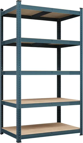 Vista 25 de Yaheetech Estantes de almacenamiento, estantería de metal ajustable resistente de 5 niveles, estante industrial para garaje, almacén, despensa, Negro