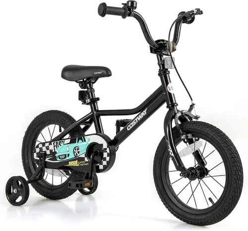 Vista 12 de COSTWAY Bicicleta para niños de 12/14/16/18 pulgadas, bicicleta de entrenamiento para niños y niñas con ruedas de entrenamiento extraíbles
