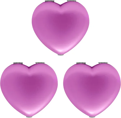 Vista 10 de Juego de 3 espejos compactos contemporáneos en forma de corazón con acabado reflectante (azul)