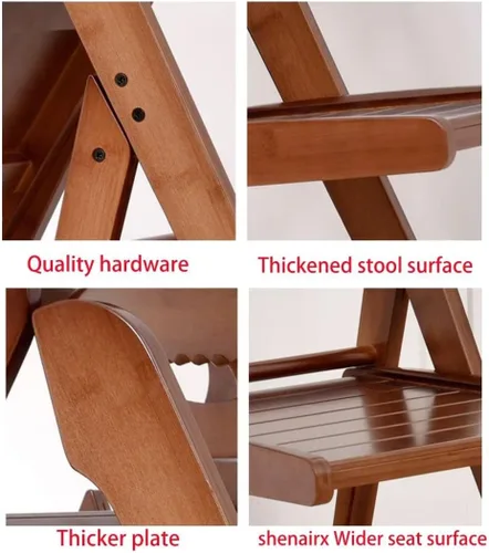 Vista 5 de Sillas de comedor plegables de bambú, cómoda oficina de asiento, área de recepción, mesa y silla plegables, fácil de almacenar, 1 ps(color natural)
