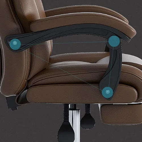 Vista 5 de Silla de escritorio de piel sintética con respaldo alto y grande, reposapiés, silla ergonómica reclinable, estación de trabajo, altura ajustable