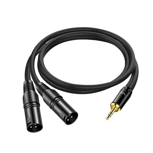 Vista 12 de Cable adaptador XLR a 0.138 in, doble XLR hembra a 0,3,5 in (1/8 pulgada) conector de cable divisor en Y para micrófono estéreo (3 pies) negro