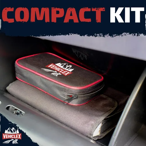 Vista 7 de Kit de reparación de neumáticos Vehiclex para tapones y parches con herramientas con mango de aluminio - Kit de emergencia con alicates en bolsa