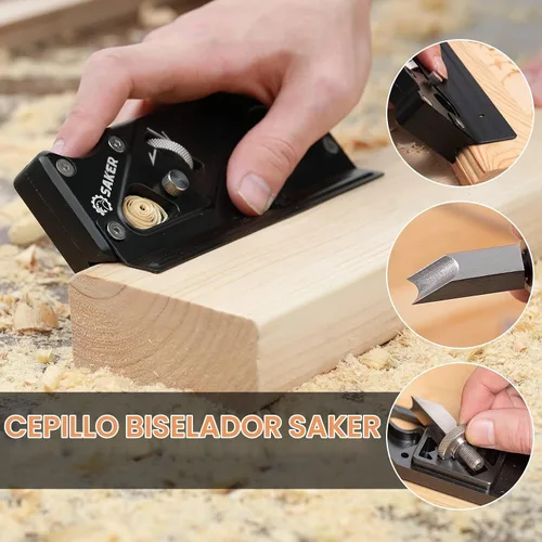 Vista 2 de Saker Cepillo de biselado - Herramienta de aplanamiento de borde de esquina para carpintería con localizador auxiliar, cepilladora de biselado