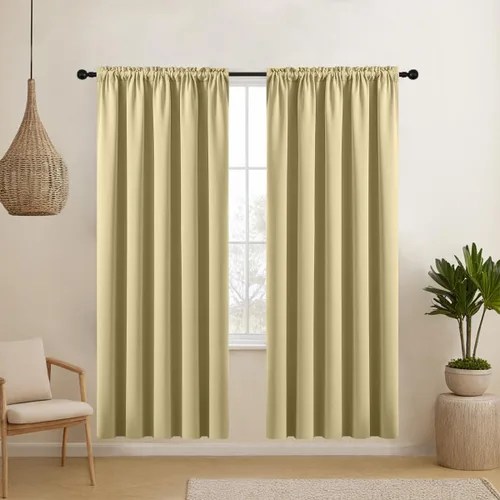 Vista 22 de CUCRAF Cortinas opacas cortas para oscurecer la habitación, paneles de cortina para ventana, bolsillo para cortinero, cortinas sólidas